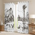 thumbnail image 2 of Windmill Blackout Curtains,Rustic Barn Farmhouse Insulated Thermal Curtains,Chick Cow Farm Animals Curtains,Hand Drawn Illustration Window Curtains,Countryside Rural Meadow Window Treatments 52"X63", 2 of 5