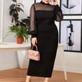 thumbnail image 2 of safuny Women's Bodycon Maxi Split Evening Dress Floral Sequin Shiny Lace Scoop Neck Sleeveless Autumn Dresses Winter Elegant Mesh See-Through Cocktail Party Trendy Holiday Black XXXXL, 2 of 8
