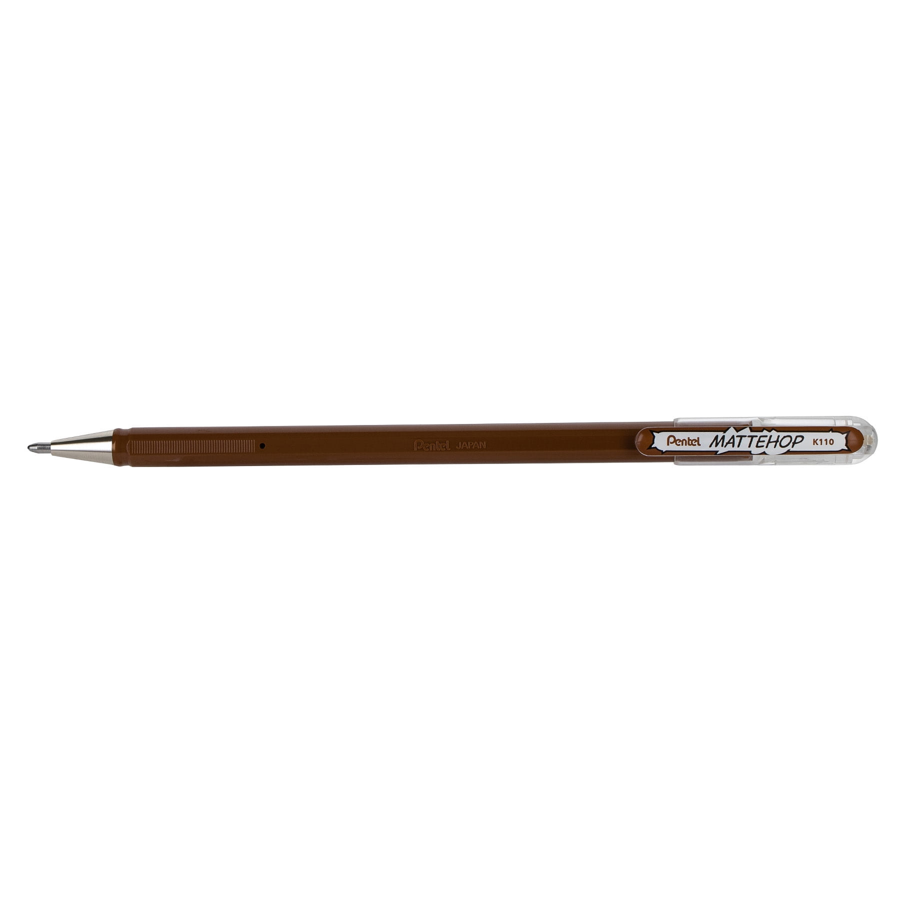 Pentel Arts Hybrid MATTEHOP Gel Roller, 1.0mm, Matte Brown Ink. Pack of 12