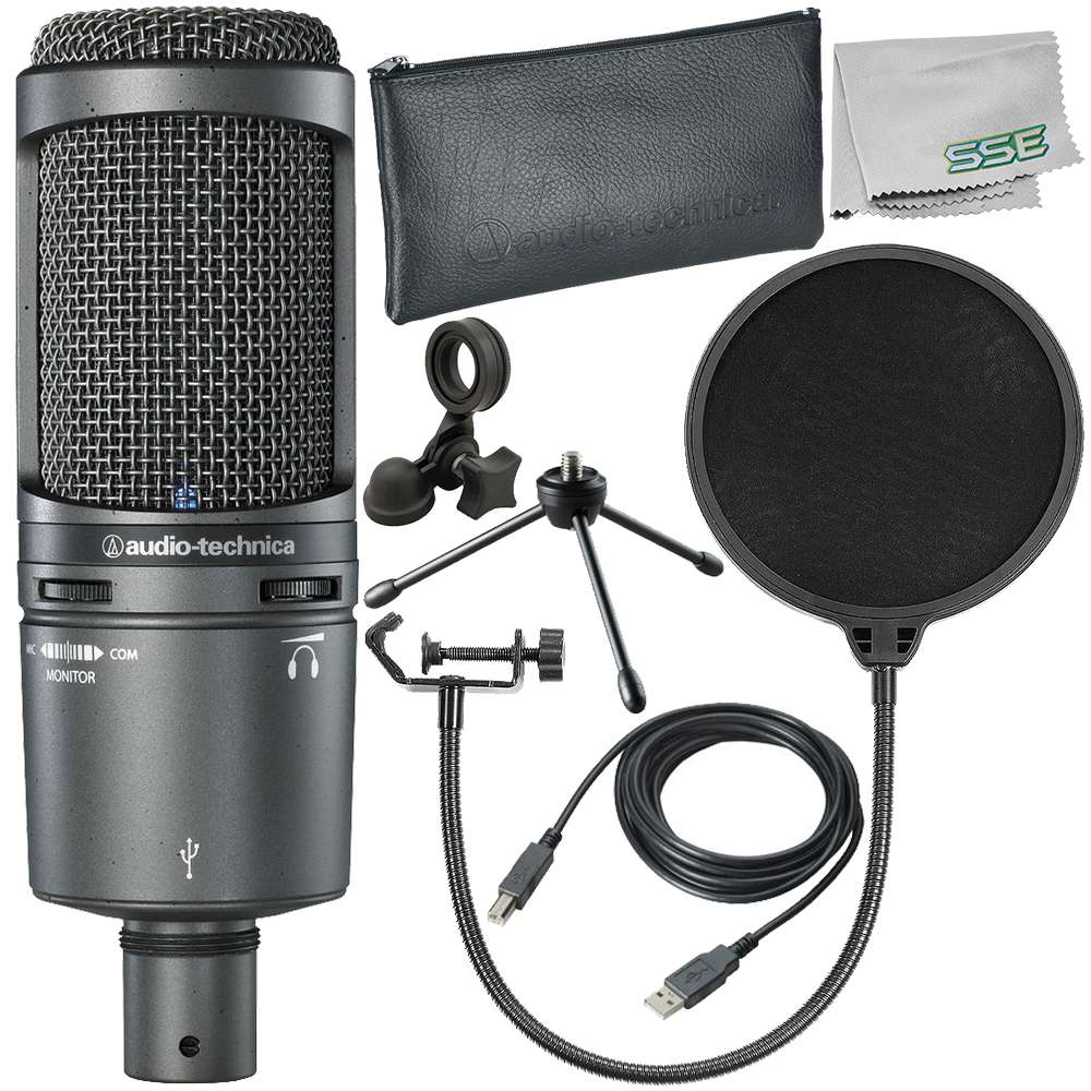 AudioTechnica AT2020USB+ Cardioid Condenser USB Microphone 3PC Bundle