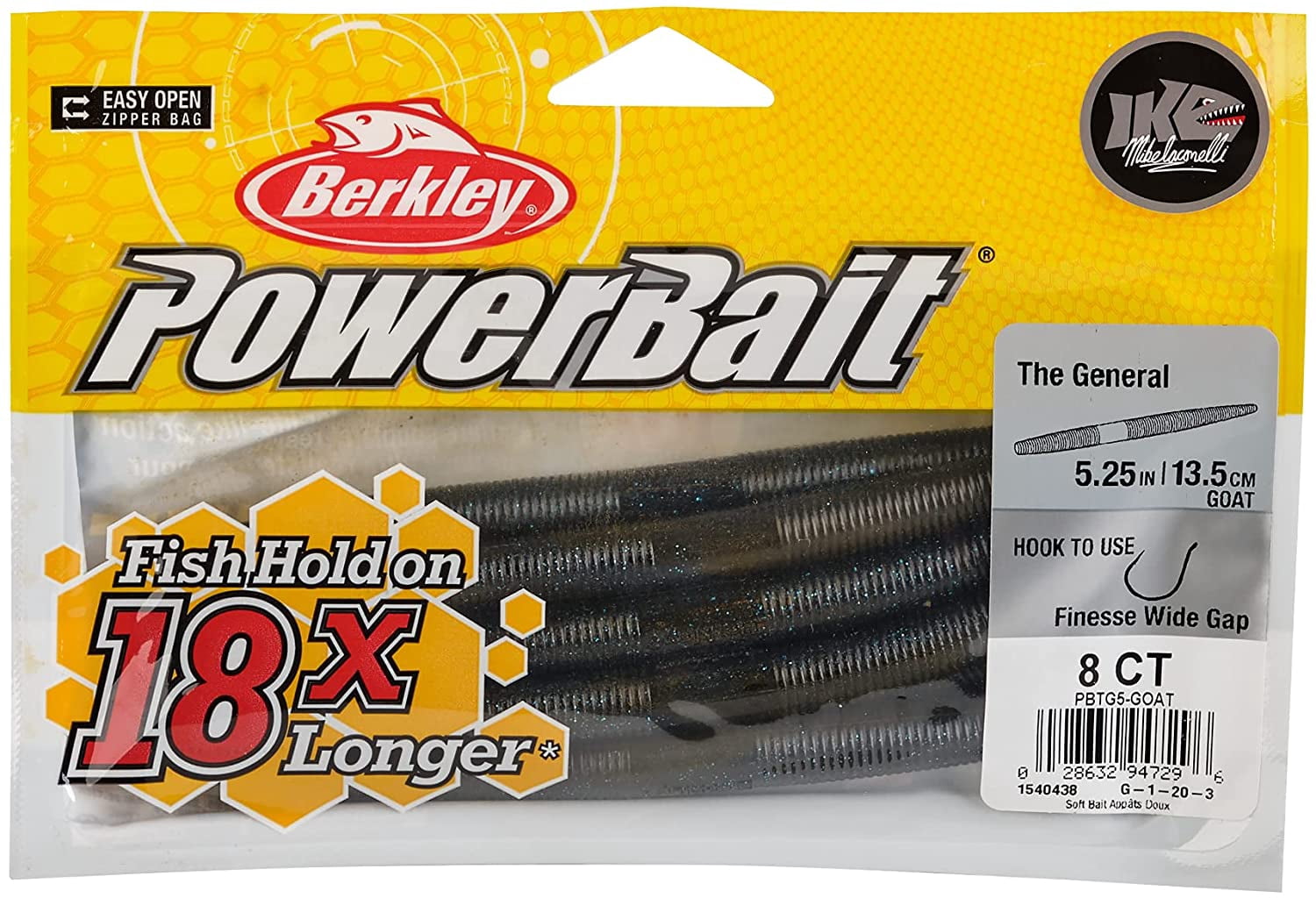 Berkley PowerBait® The General Fishing Bait, Goat, 5 1/4in | 13cm, Soft Stick Bait with Irresistible Flavor, Eye-Popping Colors, Classic Stick Bait Action, Deadly Bass Bait