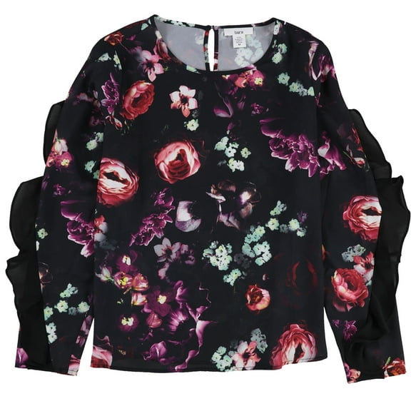 Bar Iii Womens Ruffled Floral Pullover Blouse