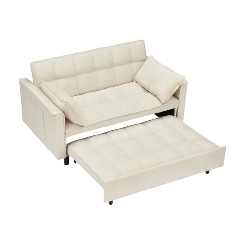 Cozynest 55 Inch Convertible Velvet Sofa Bed 2 Seat Loveseat with Side Pockets for Small Spaces Living Room Bedroom Apartment Guest Room