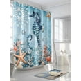 thumbnail image 3 of Shower Curtain, Seahorse Coral Starfish Ocean Coastal Washable Shower Curtain with Hooks Bath Decor Fabric Shower Curtains for Bathroom, Hotel, Stalls, Bathtubs, 48x72 Inch, 3 of 6