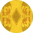thumbnail image 1 of Ahgly Company Indoor Round Abstract Yellow Modern Area Rugs, 5' Round, 1 of 4