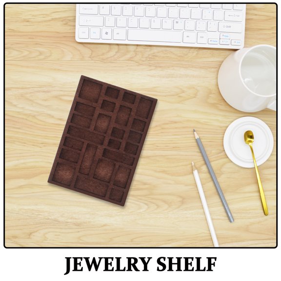 Hemoton 2-Pack Mini Wooden Jewelry Organizer Shelf with Multi-Compartment Tray for Earrings, Bracelets, and Home Decor