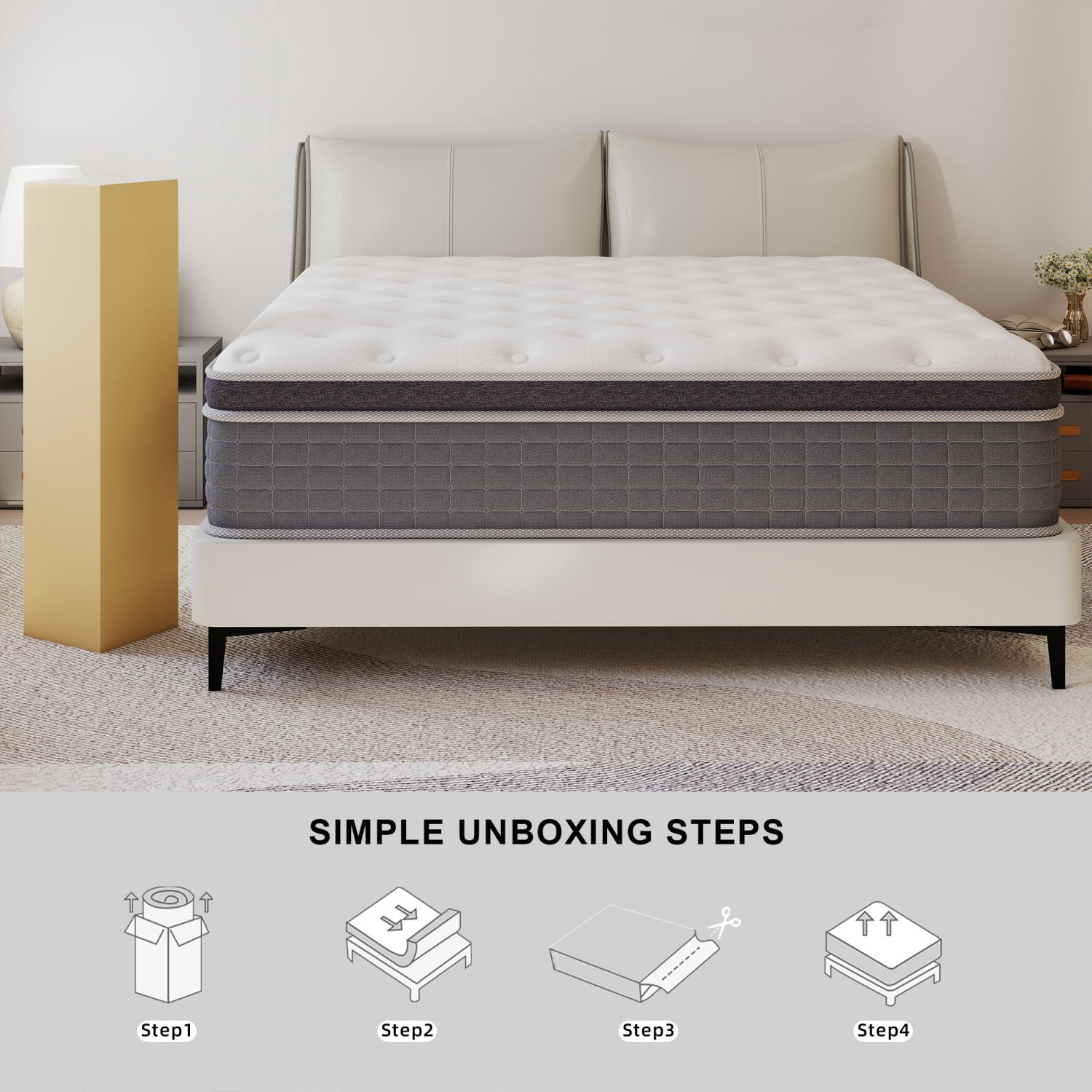 AMENDPATURE Cooling Airflow 12 inch Full Hybrid Mattress,Memory Foam & Spring，Medium Comfort in a Box,Adult