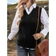 thumbnail image 4 of Oversized Sweater Vest for Women V Neck Sleeveless Solid Color Loose Pullover Sweater Black S, 4 of 9
