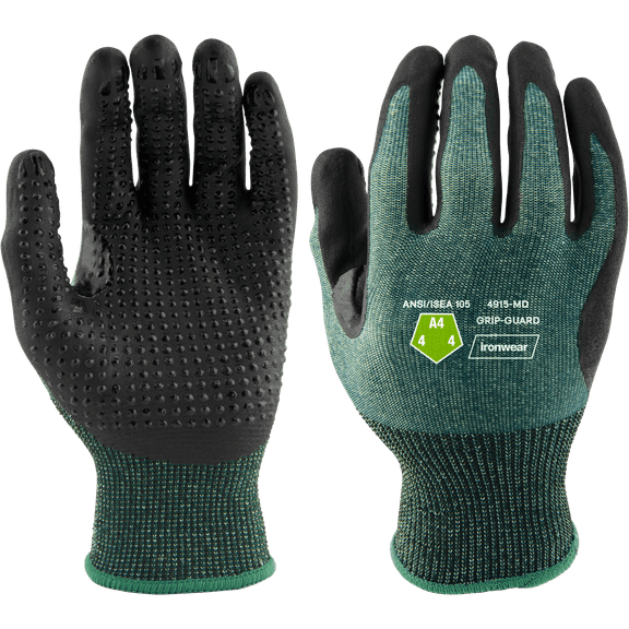 Ironwear 4915 Cut Resistant Gloves ANSI Level A4 with Grip Guard | CE "N" 388 Compliant | Pair