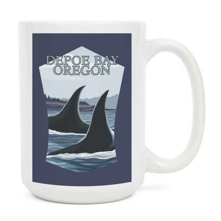 

15 fl oz Ceramic Mug Depoe Bay Oregon Orca Whales #1 Contour Dishwasher & Microwave Safe