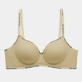 thumbnail image 2 of Alun Push up Bras for Women Fashion Lettered Trim Wireless Lightweight Breathable Comfort Bralette No Underwire Full Coverage Deep Plunge Bras with Thin Cup Design Light Yellow 38, 2 of 4