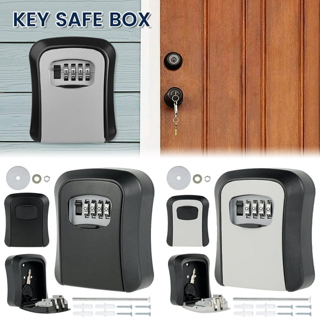 Key Safe Key Lock Box Wall Mounted Key Safe 4 Digit Combination Password Key Holder Safe Key Box Outdoor Key Box Home Security Storage Lock Box Organizer Case