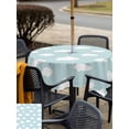 thumbnail image 5 of Square Outdoor Tablecloth With Umbrella Hole And Zipper– White Clouds Pattern Waterproof Patio Table Cover for Party, Picnic, Backyard, 60"x60" , Sky Blue, 5 of 8