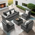 thumbnail image 4 of ELPOSUN Outdoor Sectional Furniture Set 6-Piece Gray Rattan Wicker Conversation Sofa Set with Glass Top Table and Waterproof Covers,Gray Cushions, 4 of 8