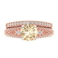 thumbnail image 2 of 1.99 ct Brilliant Round Cut Natural Morganite 18K Rose Gold Solitaire with Accents Engagement Bridal Wedding Ring Band Set size 7.75, 2 of 7