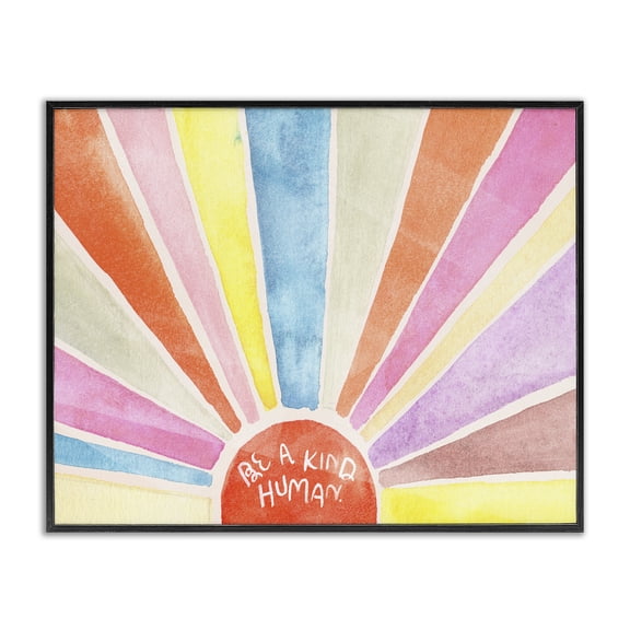 Stupell Industries Modern Be a Kind Human Sunbursts Black Framed Giclee Art, 14 x 11, by Jennifer Paxton Parker
