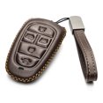 thumbnail image 2 of Vitodeco Leather Smart Key Fob Case Cover Protector Compatible with Tucson, Santa FE, Sonata, Nexo (2019 - 2024 Models) - 5-Button, Brown, 2 of 5