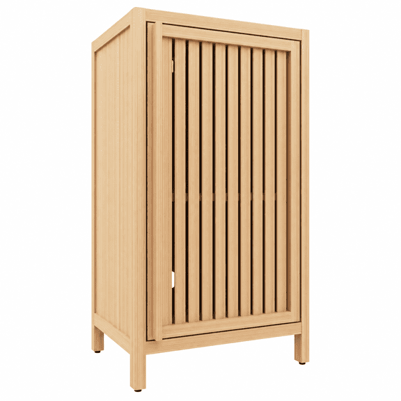Freestanding Bamboo Storage Cabinet with Door & Shelf, Multi-Purpose Floor Cabinet for Bathroom Bedroom Hallway Kitchen