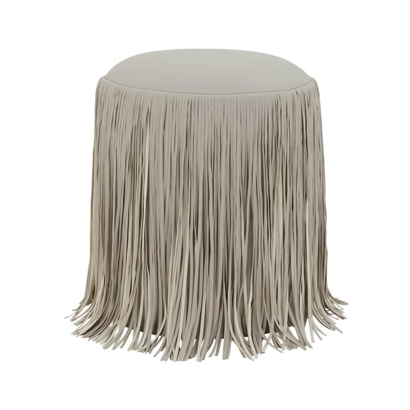 TOV Furniture Shag Me Grey Performance Vegan Leather Ottoman