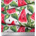 thumbnail image 3 of Soimoi Cotton Duck Fabric Monstera Leaves & Watermelon Fruits Print Fabric by The Yard 56 Inch Wide, 3 of 3