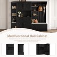 thumbnail image 5 of L-Shaped Hall Tree with Storage and 4 Hooks, Multifunctional 2-in-1 Mudroom Storage Organizer with Bench, Center Storage Open Cabinets for Living Room, Kitchen and Hallway, Black, 5 of 9