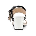 thumbnail image 2 of BLISSFUL STEP Valentine's Slingback Sandals Contrast Color Chunky Heel Big Circle Buckle Sandals White Black 5, 2 of 7