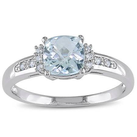 UPC 075000005058 - 10k White Gold Aquamarine and Diamond Ring ...