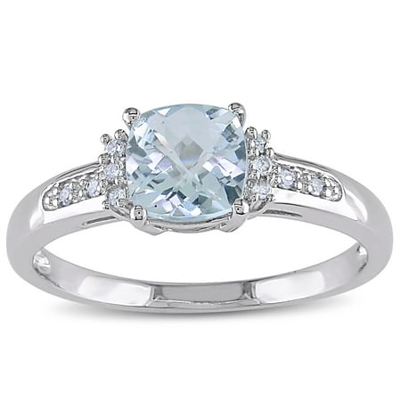 UPC 075000005058 - 10k White Gold Aquamarine and Diamond Ring ...