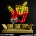 thumbnail image 2 of Craftnamesign French Fries With Sauce Led Sign, Fast Food Wall Decor, Kitchen Wall Art, 2 of 4