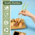 thumbnail image 5 of BambooMN Premium Reusable Japanese Bamboo Chopsticks, Polka Dot Panda, 9.5 inch - Yellow and Green - 6 Pairs, 5 of 7