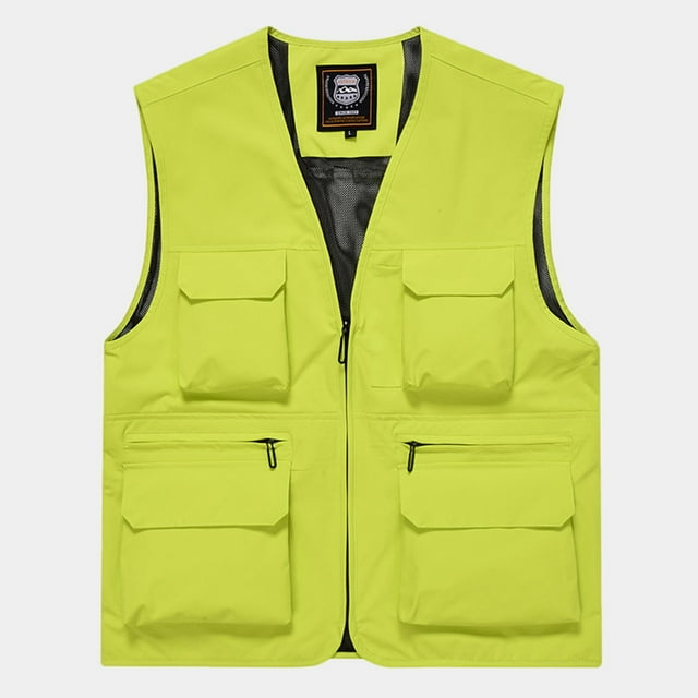 RKSTN Work Vest for Men Outdoor Solid Color Sleeveless Zip Up Work Vests Wicking Jacket Sports Hiking Photography Multi Pockets