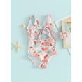 thumbnail image 3 of Bslissey Toddler Baby Girls One Piece Swimsuit Floral Print Sleeveless Knotted Cutout Romper Swimwear 6M 9M 12M 18M 24M 3T Infant Casual Summer Bathing Suits Beachwear, 3 of 8