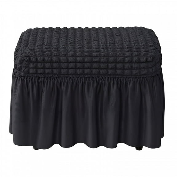 AUQ 3D Bubble Lattice Ottoman Slipcover Rectangular Footstool Protector with Skirt,Stretch Stool Covers for Living Room