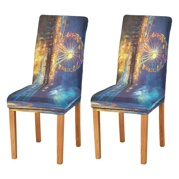 BZSMCE Chairs Slipcovers Dining Chair Covers Wonderful Ferris Wheel Creative Pattern