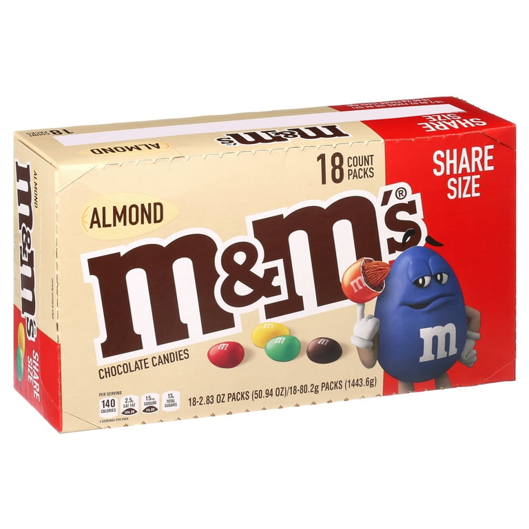 M&M's Almond Milk Chocolate Candy, Sharing Size Packs, 2.83 Ounce