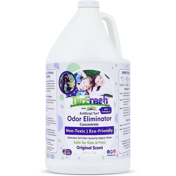 TurFresh BioX Artificial Turf Odor Eliminator Concentrate – 1 Gallon, Original Scent – Pet-Safe Turf Cleaner for Urine and Feces Odor Removal – All-Natural, Non-Toxic, Kid Safe