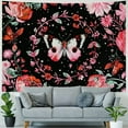 thumbnail image 4 of PRATYUS Pink Butterfly Tapestry Moon Flower Tapestry Aesthetic Tapestry Botanical Wall Tapestry Tapestry Wall Hanging for Bedroom Multi Size Painting, 4 of 6