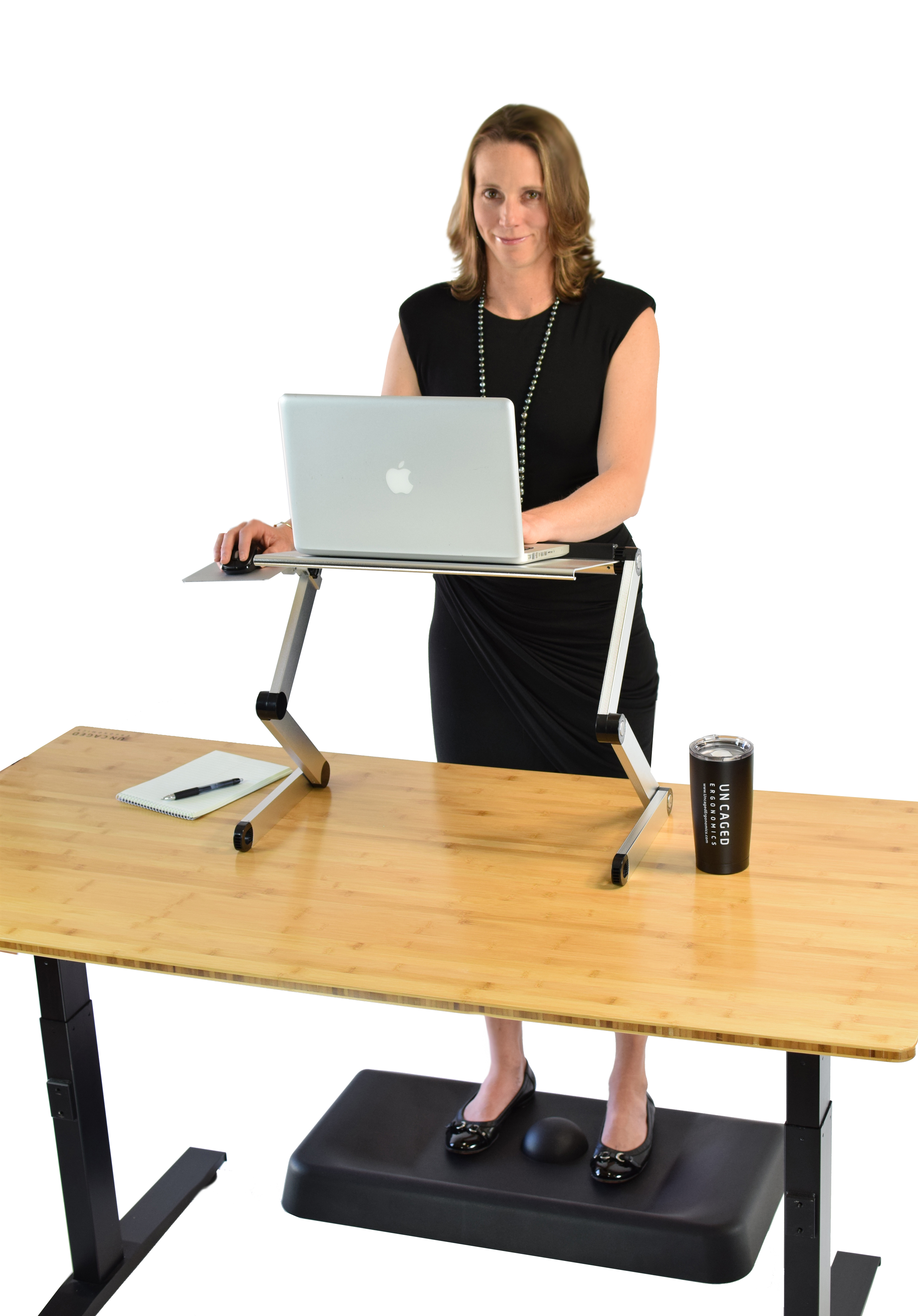 WorkEZ Cool Adjustable Laptop Cooling Stand with Dual Fans, 3 USB Ports & Mouse Pad – Portable Aluminum Laptop Desk for Bed, Couch, or Standing Workstation (Silver)