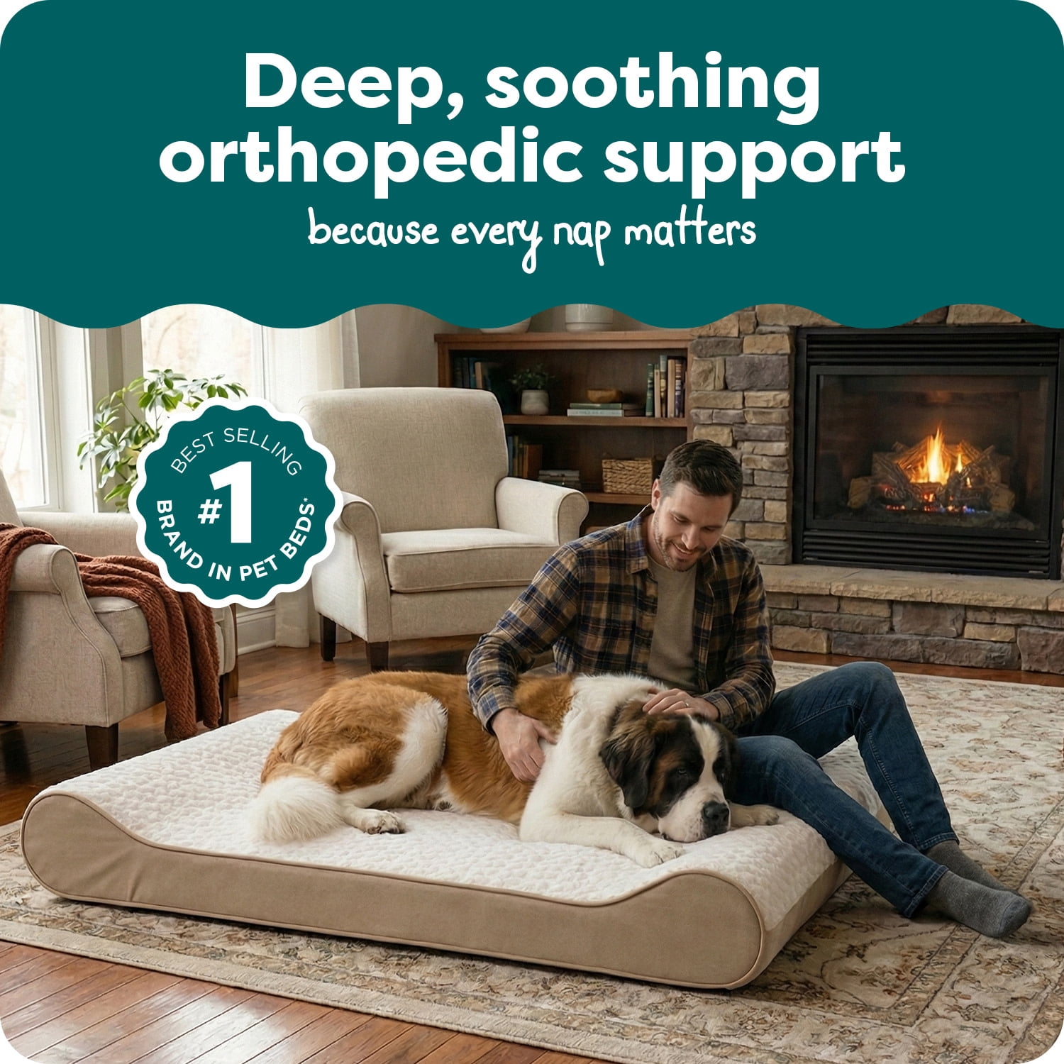 FurHaven Ultra Plush & Suede Luxe Lounger Orthopedic Pet Bed, Chocolate, Giant, 1 Count