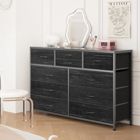 10 Drawer Dresser for Bedroom Fabric Storage Dressers Chests of Drawers for Bedroom TV Stand Bedroom  Hallway Nursery Closet Entryway