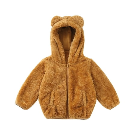 

Tagold Fall Savings Clearance Winter Coats for Toddler Baby Boys Girls Solid Color Plush Cute Bear Ears Winter Hoodie Coat Jacket