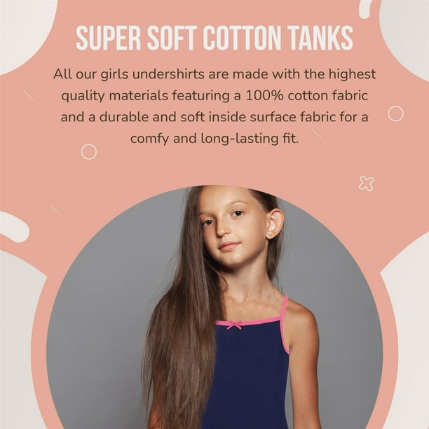 Kids Girls Cami Super Soft Undershirts, Assorted Tank Top, Vest