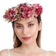 thumbnail image 3 of Corona de flores de boda para niñas, diadema Floral, tocado de corona, guirnalda de mujer con cinta ajustable, 3 of 5