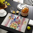 thumbnail image 4 of Patriotic 4th of July Gnomes Placemats Set of 6, Independence Day Decorations Rustic Polyester Stain Resistant Washable Table Mats for Kitchen Dining Table-Americana Flag Red White Check Blue Stars, 4 of 6
