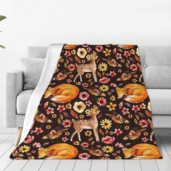 Vsdgher Woodland Creatures Floral Ultra-Soft Micro flannel Blanket Throw Blankets for Couch Sofa, Bed (4 sizes)-40"x30"