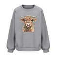 thumbnail image 6 of FAVIPT Women Christmas Knit Pullover Tops Cute Highland Cow Print Waffle Sweatshirt Casual Trendy Long Sleeve Shirts Crew Neck Fall Winter Outfits 2025 Gray,L, 6 of 6