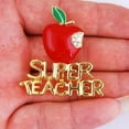 thumbnail image 3 of UDIYO Apple Super Teacher Rhineston Inlaid Brooch Pin Badge Christmas Teacher Day Gift, 3 of 5