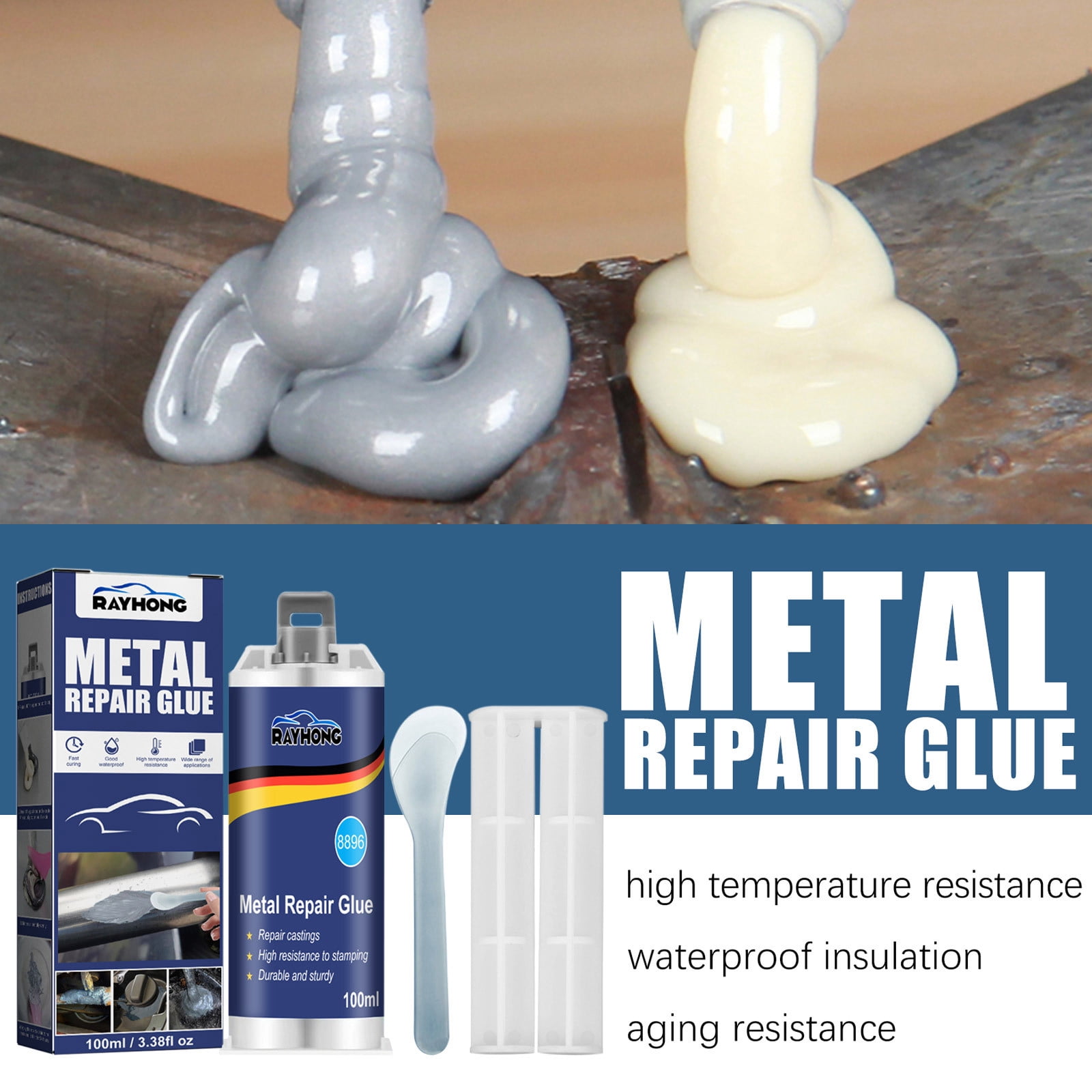 RuiJiao Metal Repair Glue, Foundry Glue - Grade Adhesive for Metal, Plastic,DIY Crafts, Quick Fix, Easy to Use