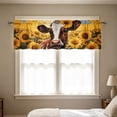 thumbnail image 2 of Sunflower Cow Print Kitchen Short Curtains, Rustic Farmhouse Rod Pocket Window Tier Curtains for Country Kitchen Cafe Window Decor, 2 of 7