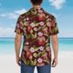 thumbnail image 4 of Balery Leaf And Fruit Camisas hawaianas de manga corta para hombre, camisas playeras de corte holgado, camisas de vacaciones con botones,Large, 4 of 7
